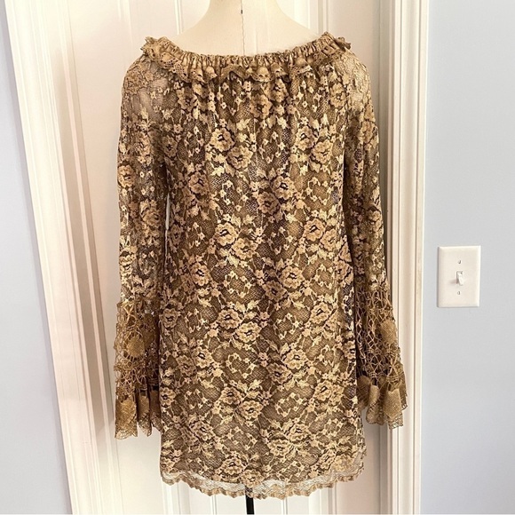 Pat Dahnke Small Floral Lace Mini DRESS Boho Western - Picture 3 of 10
